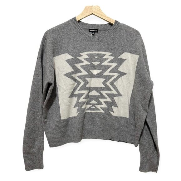 Minnie Rose Cashmere Ski Out West Crew Sweater, Size L, Gray, New with tag - Picture 1 of 16